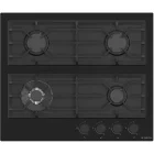 Plita incorporabila Studio Casa PG60RIALTO, Gaz, 4 arzatoare, Aprindere electrica integrata, Sistem de siguranta, Gratar fonta, 60 cm, Negru