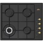 Plita incorporabila Nuova Cucina PG60BKRETROSTAR, Gaz, 4 arzatoare, Aprindere electrica integrata, Sistem de siguranta, 60 cm, Negru