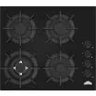Plita incorporabila Nuova Cucina PG60GLASSBKSTAR, Gaz, 4 arzatoare, Aprindere electrica integrata, Sistem de siguranta, Gratar fonta, 60 cm, Negru
