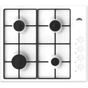 Plita incorporabila Nuova Cucina PG60WHSTAR, Gaz, 4 arzatoare, Aprindere electrica integrata, Sistem de siguranta, 60 cm, Alb