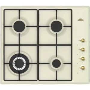 Plita incorporabila Nuova Cucina PG60BGRETROSTAR, Gaz, 4 arzatoare, Aprindere electrica integrata, Sistem de siguranta, 60 cm, Crem