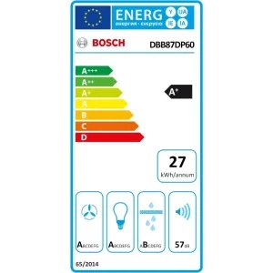 Bosch integrata DBB87DP60, Putere de absorbtie 699 m3/h, Clasa A+, 4 trepte de viteza, EcoSilence Drive, Home Connect, Iluminare LED, 80 cm, Negru