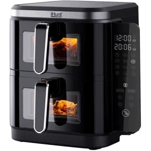 iHunt Friteuza cu aer cald Bro Dual Stack, 2800W, 5.5 L + 5.5L, Negru