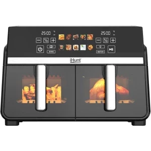 iHunt Friteuza cu aer cald Bro Dual, 2200W, 5 L + 5L, Negru