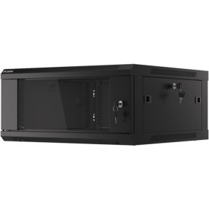 Lanberg WF01-6604-10B 4U, Wall mount, 600 x 600, Glass door, Black