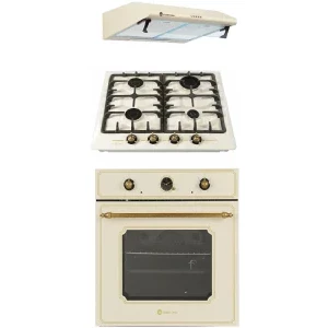 Pachet incorporabil Studio Casa Luna Retro Cuptor electric & Plita pe gaz & Hota traditionala, Crem