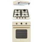 Pachet incorporabil Studio Casa Luna Retro Cuptor electric & Plita pe gaz & Hota traditionala, Crem