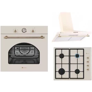 Pachet incorporabil Studio Casa Dolce Vita Cuptor electric & Plita pe gaz & Hota decorativa, Crem