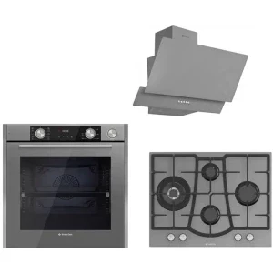 Pachet incorporabil Studio Casa Glamour Cuptor electric & Plita pe gaz & Hota decorativa, Gri