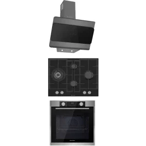 Pachet incorporabil Studio Casa Lean Bellagio Cuptor electric & Plita pe gaz & Hota decorativa, Negru & Inox
