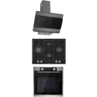 Pachet incorporabil Studio Casa Lean Bellagio Cuptor electric & Plita pe gaz & Hota decorativa, Negru & Inox