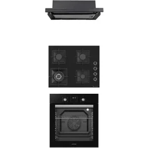 Pachet incorporabil Studio Casa Luxor Cuptor electric & Plita pe gaz & Hota telescopica, Negru