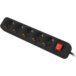 Lanberg PS1-05F-0300-BK, 5x Schuko, 3m, Black