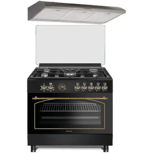 Pachet incorporabil Studio Casa Ravena Aragaz pe gaz & Hota traditionala, Negru & Inox