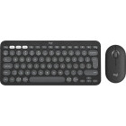 Kit periferice Logitech Pebble 2 Combo, Wireless/Bluetooth, Tonal Graphite