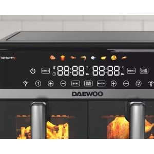 Daewoo Friteuza cu aer cald DAF2X1100LRB, 2200W, 5 L + 5L, Negru