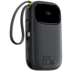 Baterie externa Baseus Qpow3, 10000 mAh, 1x USB, 22.5 W, Display, Cablu USB-C & Lightning integrat, Black
