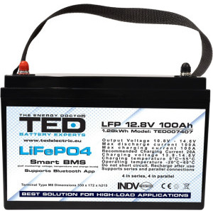 Accesoriu UPS TED Acumulator LiFePO4 12.8V 100Ah Bluetooth BMS TED007407