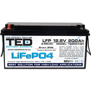 Accesoriu UPS TED Acumulator LiFePO4 12.8V 200Ah Bluetooth BMS TED007421