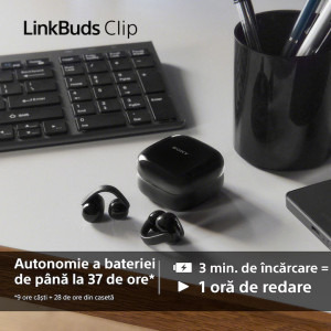 Sony In-Ear, LinkBuds Clip WF-LC900B, True Wireless, Bluetooth, IPX4, AI Voice Assist, Violet