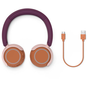 Philips On-Ear pentru copii TAK4200MP/00, Wireless, Bluetooth, Lumini LED, Violet