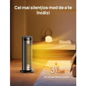 DREO Aeroterma electrica Solaris SH628, 2000 W, 5 trepte, Ventilare, Argintiu/Negru