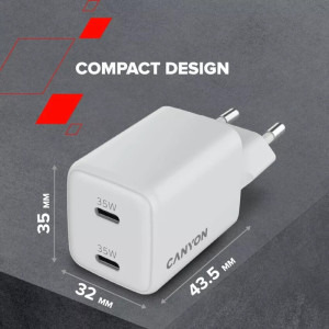 Canyon GaN, 2x USB-C, Power Delivery 35W