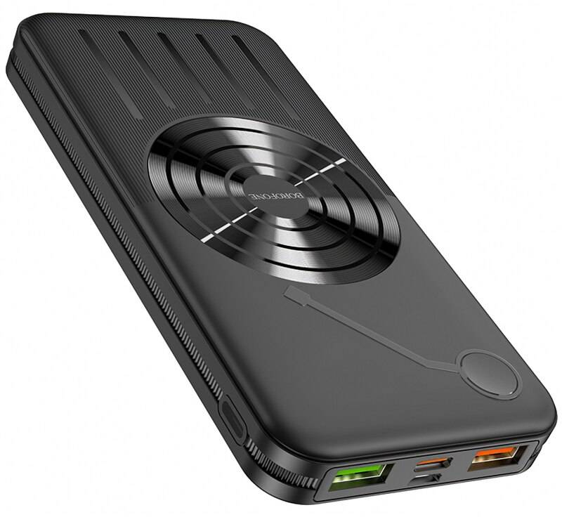 Baterie externa Borofone BJ7 Prospect, 10000 mAh, Wireless, 2x USB, 1x USB-C, Black, cu tehnologia Quick Charge 3.0, PD 22.5W, Black