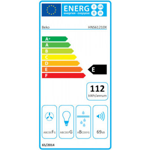 Beko traditionala HNS61210X, 1 motor, Putere de absorbtie 272 m3/h, 60 cm, Inox