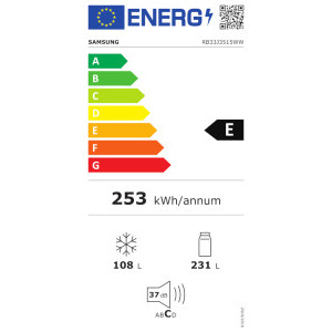 Samsung RB33J3515WW/EF, 339 L, Clasa E, No Frost, All Around Cooling, 185 cm, Alb
