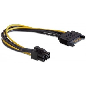 DeLOCK SATA Male - 6-pin PCI-E Female, 0.21m, negru