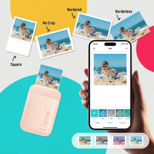 Liene Pearl K100 Pink, Termica, Color, 50 x 76 mm, Bluetooth + 50 coli hartie foto ZINK