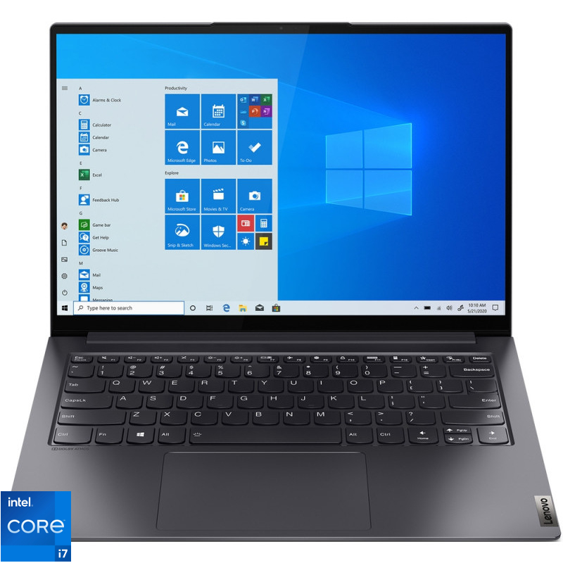Ultrabook Lenovo 14'' Yoga Slim 7 Pro 14ITL5, 2.8K IPS 90Hz, Procesor Intel® Core™ i7-1165G7 (12M Cache, up to 4.70 GHz, with IPU), 16GB DDR4X, 1TB SSD, Intel Iris Xe, Win 10 Home, Slate Grey