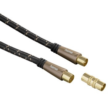 Cablu video Hama Antena Coaxial Male - Coaxial Female, 120db, 5m, maro