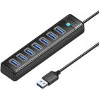 Hub USB Orico PW7U-U3, 7x USB 3.0, 15 cm Black