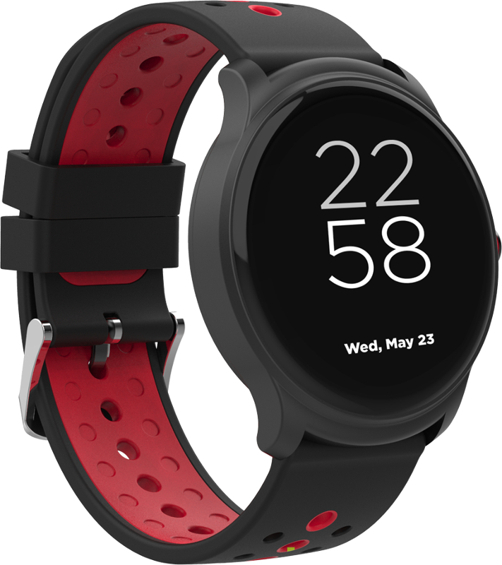 SmartWatch Canyon Oregano negru, curea silicon negru-rosu/negru