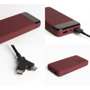 SkullCandy Stash Fuel, 10000 mAh, 2x USB, 1x USB-C, Wireless Charging, Deep Red
