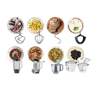 Kenwood Titanium Chef Baker KVC85.594SI, 1200 W, 2 vase 5l/3.5 l, 10 trepte viteza, cantar integrat, ecran LCD, blender, masina tocat, procesor alimente, 4 accesorii patiserie, argintiu, 3.5 L||5L, Alb