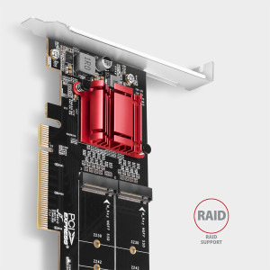 AXAGON PCEM2-ND 1x PCI-E Male - 2x M.2 PCI-E SSD
