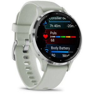 Garmin Venu 3S, GPS, Wi-Fi, curea silicon, Silver/Sage Gray