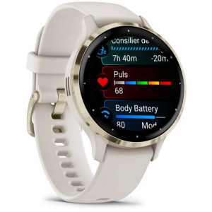 Garmin Venu 3S, GPS, Wi-Fi, curea silicon, Ivory/Soft Gold