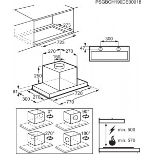 Electrolux integrata LFG719X, Putere de absorbtie 700 m3/h, 1 motor, Conexiune plita, 80 cm, Inox
