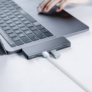 Baseus MultiPort Hub CAHUB-K0G, USB Tip C, 5-in-1, 2x USB 3.0, 1x USB-C + microSD card