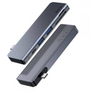 Baseus MultiPort Hub CAHUB-K0G, USB Tip C, 5-in-1, 2x USB 3.0, 1x USB-C + microSD card