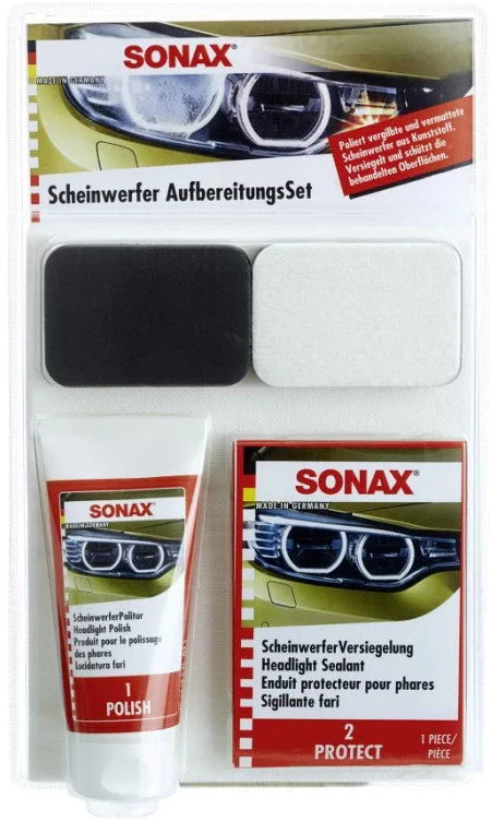 Spalare si detailing rapid Sonax Kit Polish & Protectie Faruri Headlight Restoration