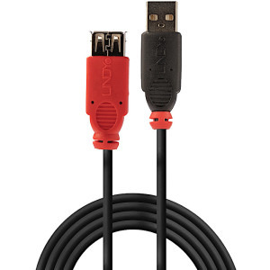 LINDY USB 2.0 tip A Male - USB 2.0 tip A Female, 5m, negru-rosu