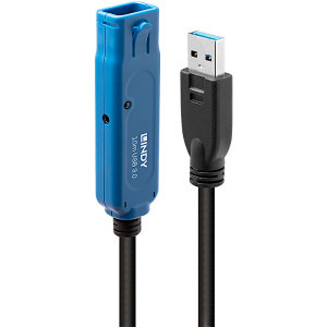 Cablu periferice LINDY Pro, USB 3.0 tip A Male - USB 3.0 tip A Female, 10m, negru-albastru