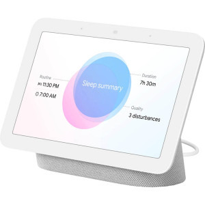 Google Nest Hub (2nd Gen) + 7" touchscreen, Wi-Fi, Bluetooth, 3 Microfoane, Google Asistant Built In, Alb