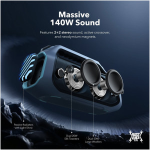 Anker Boxa portabila Boom 2 Plus, 140W, IPX7, Bluetooth 5.3, Blue