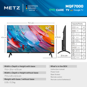 Metz Smart TV QLED 32MQF7000Z Seria MQF7000 80cm negru HD Ready